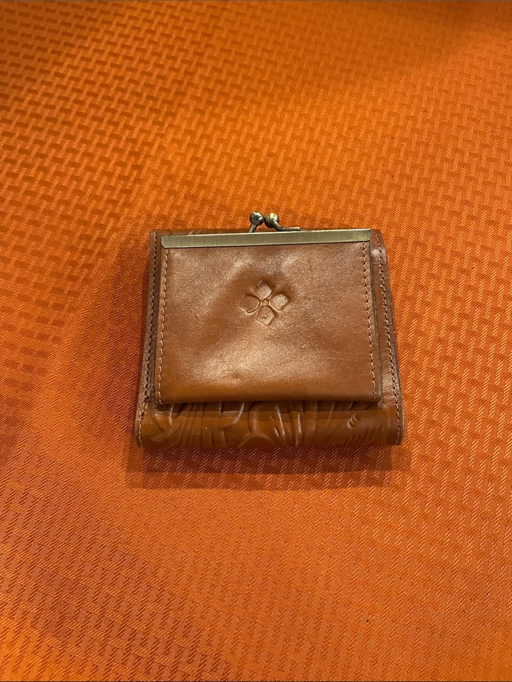 Patricia Nash Tooled Floral Leather Wallet - Cognac Brown